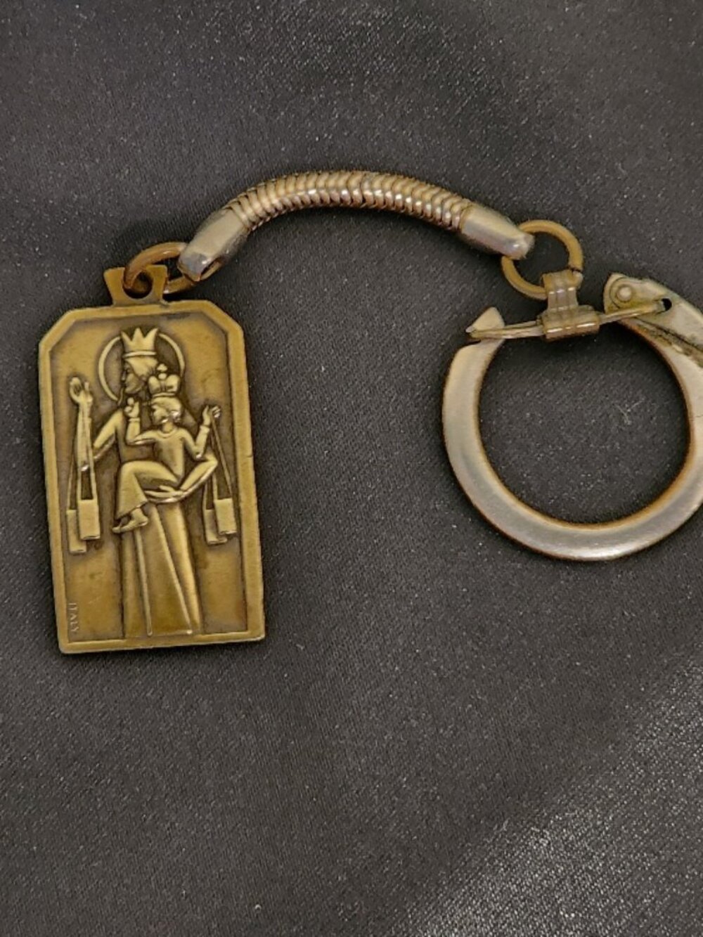 Vintage Italian Brass Scapular (Religious) Keychain